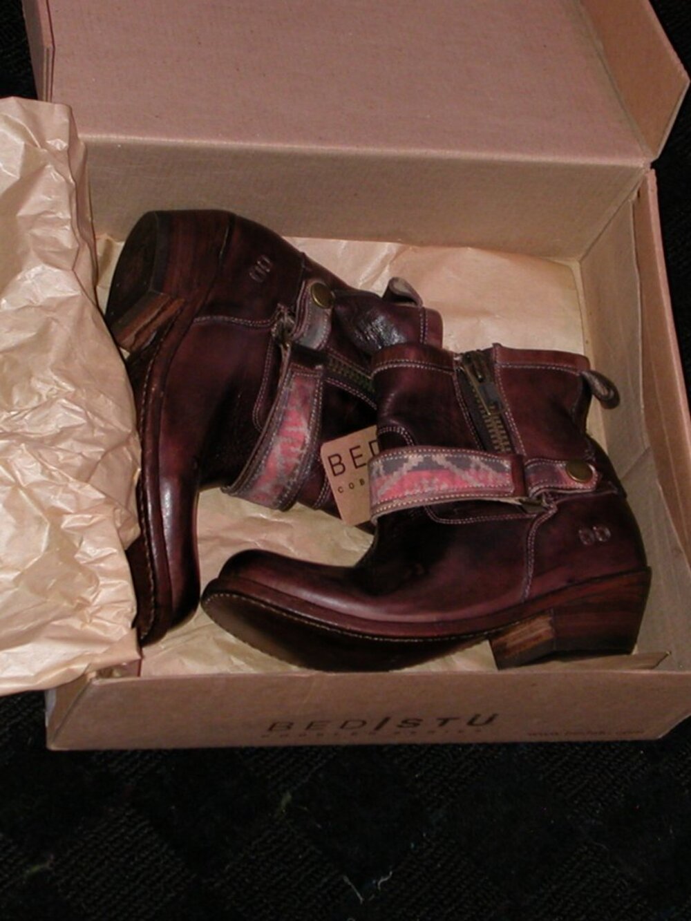 Bed|Stü TRIPLE Cobbler Series Leather Ankle Boots Women's Size 6.5 Teak Rustic